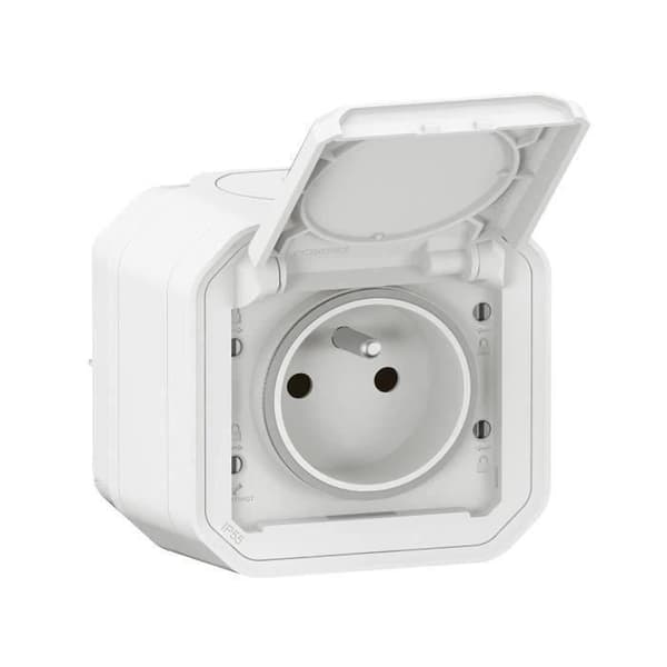 LEGRAND Uttag med vattentät jord med Plexo slutare - 16A 250V - Vit
