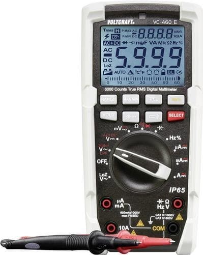 VOLTCRAFT håndholdt multimeter kalibreret (ISO) digital, strålesikker (IP65) CAT III 1000 V, CAT IV 600 V Display (tæller): 6000 (1590172)