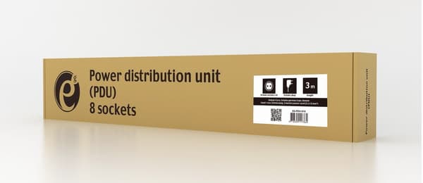 EnerGenie EG-PDU-014 Rack Power Distribution Unit (8 Schuko-stik, 1U, 16A, Schuko-stik, 3m, sort