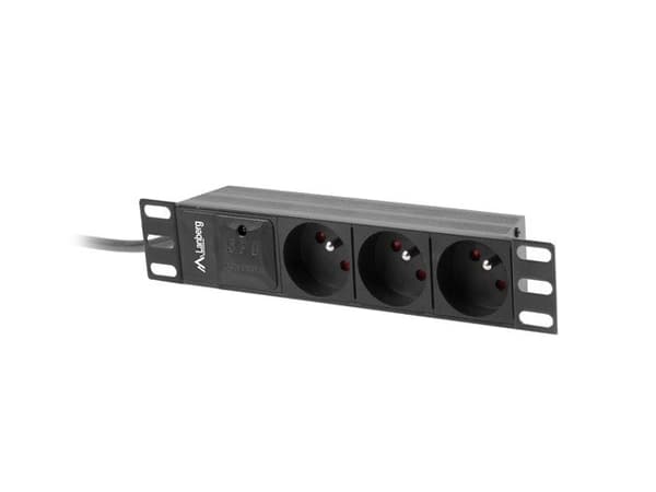 LANBERG 10" RACK-VIRTALISTA (1U, 16A, 3X 230V PL)