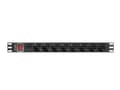 Miniatyrbillede 2 af 4: LANBERG POWER STRIP PDU RACK 19" (1U, 16A, 8X Shuko, 2m)