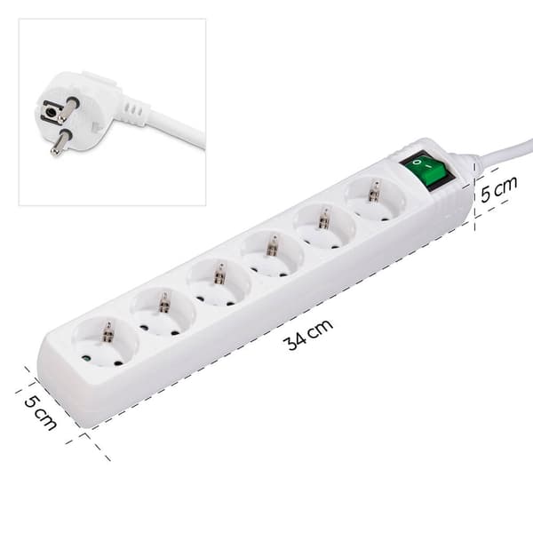 Stikdåse 6-vejs Switch Hvid 1,4 m