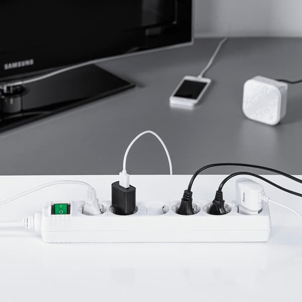 Stikdåse 6-vejs Switch Hvid 1,4 m