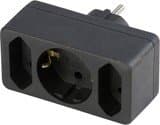 REV overgangsstik 2 gange + 1 beskyttelseskontakt sort (0512733777 SCHWA)