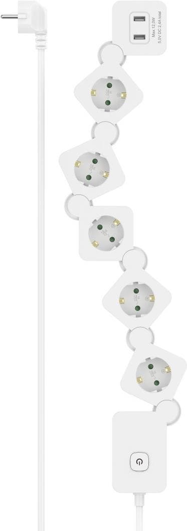 Hama 00223190 Forlængerkabel 1,4 m 5 AC-udgange Indendørs Hvid (00223190)
