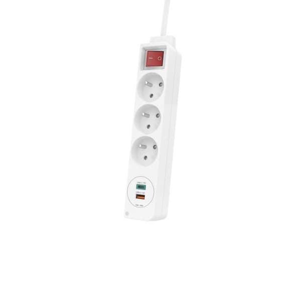 Eldosa - HAMA - Trippel - 3 uttag - 2 USB-portar - Max.18 W - Fr- Pl Ha