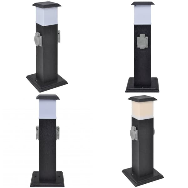 Sort kontaktsokkel med lampe til haven -  - Home & Living