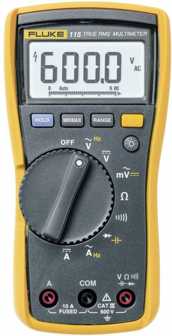 Fluke 115 Multimeter Calibration (ISO) Digital CAT III 600 V-skärm (antal): 6000