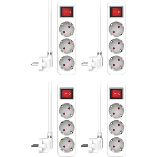 Multiprise - ELRO - ES103S - 3 uttag - Bipolär strömbrytare - Sladd 1,5m