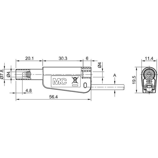 Stäubli SLM-4N-46 hane säkerhetsbananplugg - Stift Ø: 4 mm - Gul, grön