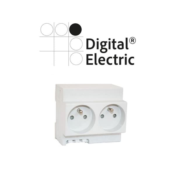 Dubbel moduluttag 2P+E 16A - Ej kommunicerad - Dig4564 - Vit - Rektangulär - Inomhus - Elektrisk