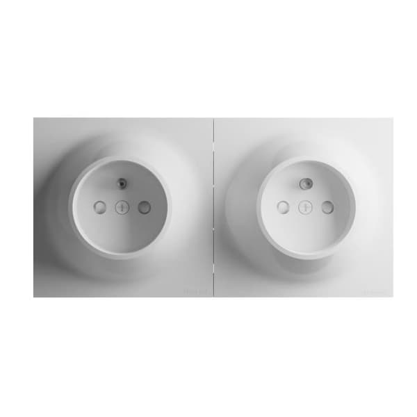 Dubbeluttag - FONTINI - Neo Evo - Blank vit RAL 9003 - Extra platt design - 16A 250V