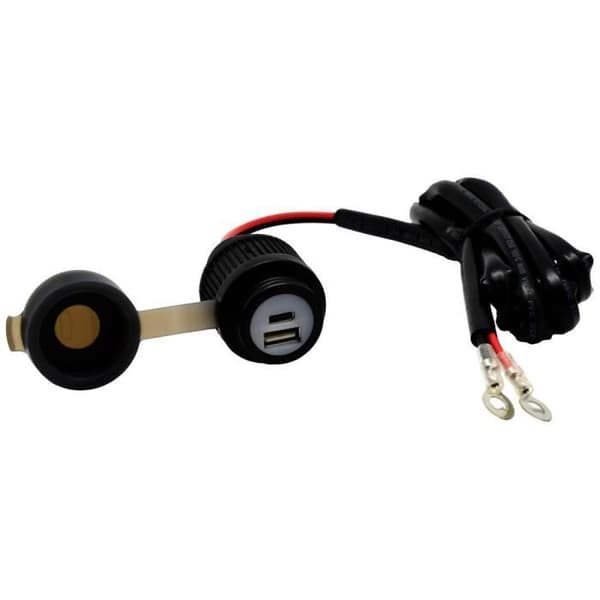 Dubbel USB-uttag - ALBRECHT - Motorcykel Duo QC3.0 - Snabbladdning 2A - Horisontell montering - Utomhus