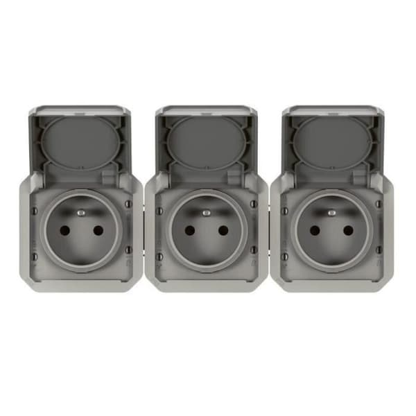 Sockel 3x2P+E horisontell Plexo modulär grå (069564L)