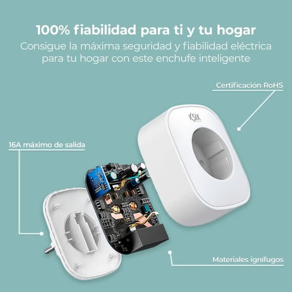 Smart-stik KSIX Smart Energy Slim WIFI 250V Hvid