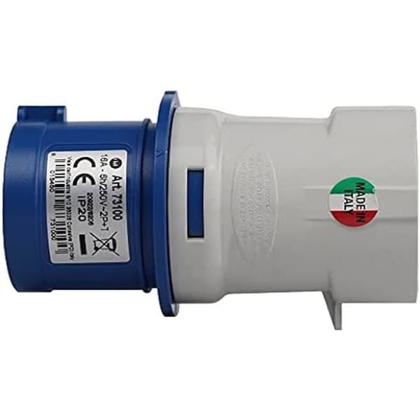Industriell adapter - FANTON - 2P+E 16A CEE Blå - IP44 - Schuko uttag