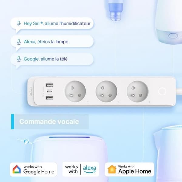 Tapo WiFi Connected Power Strip, Smart Socket Kompatibel med HomeKit, Alexa och Google Home, 10A Typ E