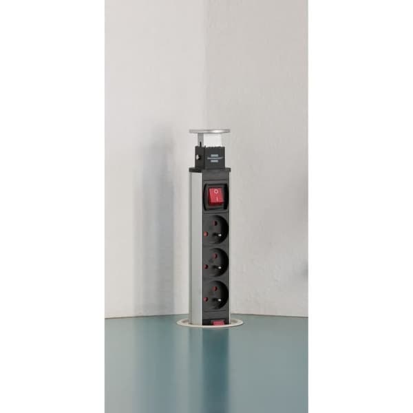 Brennenstuhl TOWER POWER inbyggd grenuttag - 3 uttag - med 2m kabel