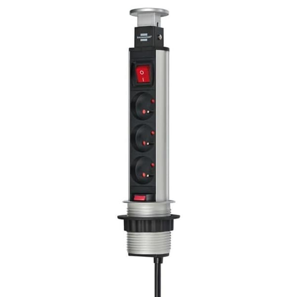 Brennenstuhl TOWER POWER inbyggd grenuttag - 3 uttag - med 2m kabel