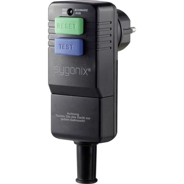 Sygonix SY-3779070 skyddskontakt vinklad plugg plast med PRCD 230 V svart IP54 1 st.