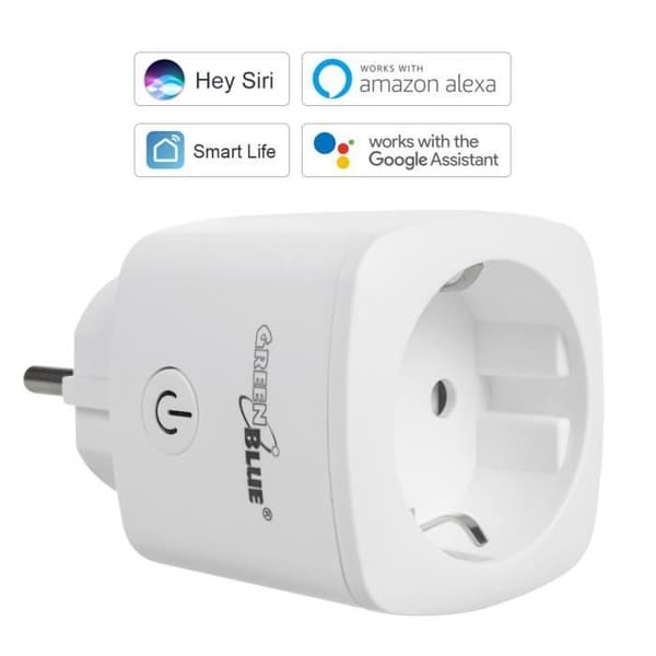 GreenBlue GB720 F WiFi Smart Strömuttag Kompatibel med Google Home Google Assistant Alexa Siri Smart Home