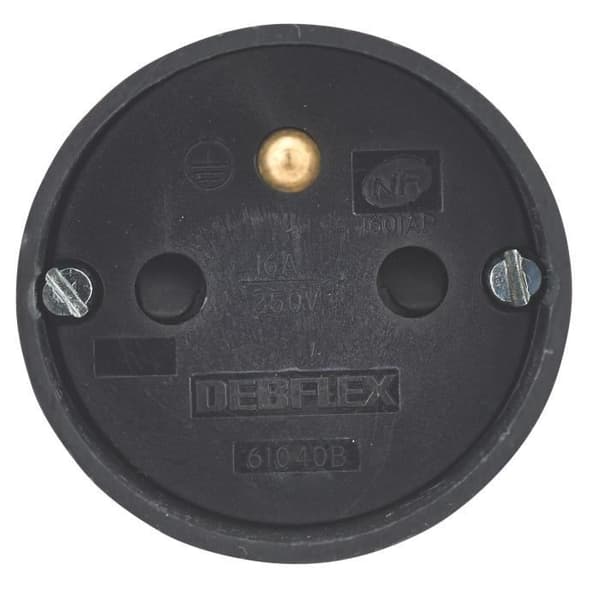 DEBFLEX Honkontakt 2P+E 16 A rakt uttag med svart lock