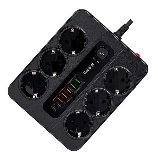 INF EU Type-C 6-vejs strømstik med 5 USB-porte