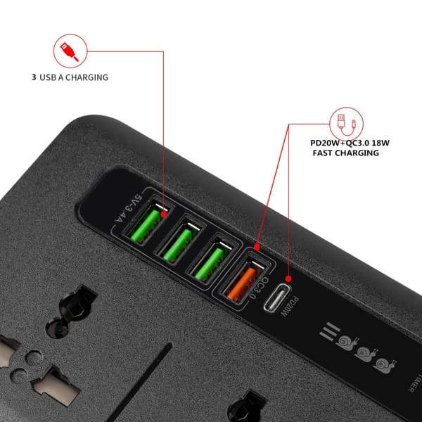 INF Universal Power Strip med hurtig opladning - BKL-04