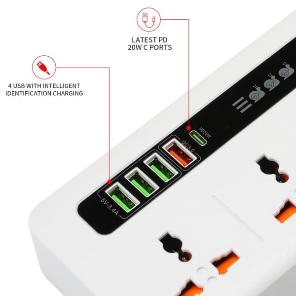INF Universal Power Strip med hurtig opladning - BKL-04 0
