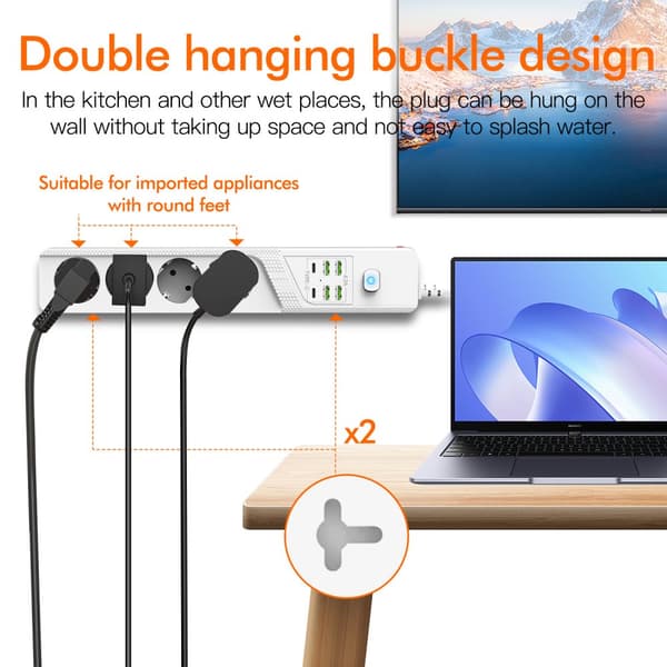 INF EU 4AC strømstik med 6 USB-porte - BKL-03 0