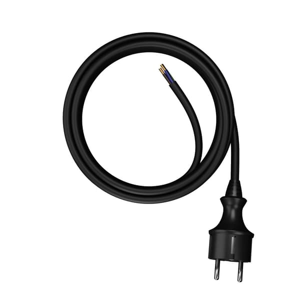 AWTOOLS KABEL MED STIK 3m 2x1,5 SORT H05VV-F