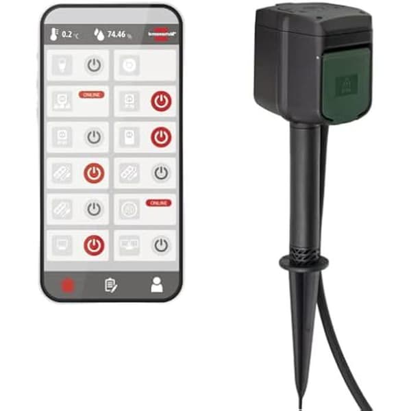 WiFi Trädgårdsuttag - BRENNENSTUHL - 1154540600 - Svart - 1 uttag - Utomhus