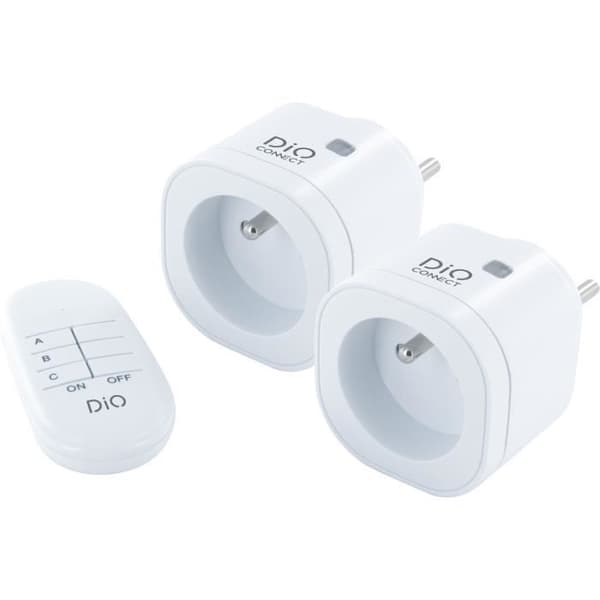 CHACON DiO Connect 2 Mini-uttag &amp; Fjärrkontroll: 433MHz av DiO och WiFi, 3000W, PÅ/AV, Alexa + Google Home-kompatibel