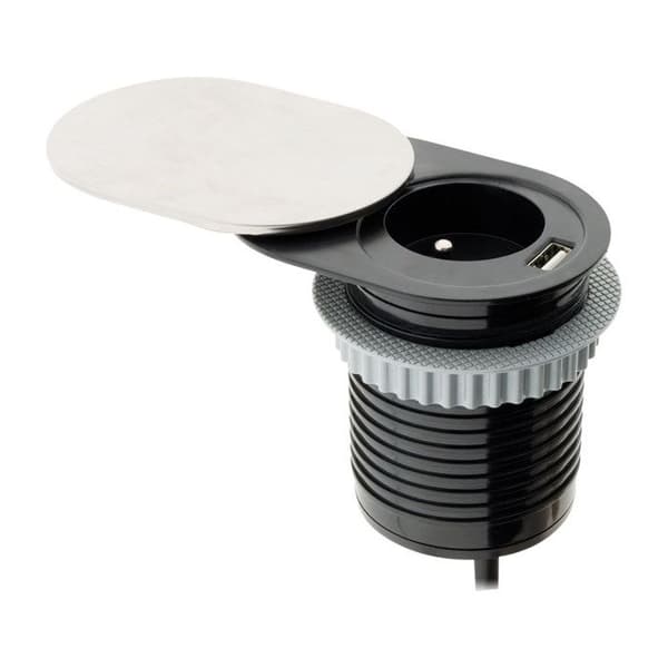 Inbyggd strömkontakt - OTIO - 1 kontakt - Svart - 16A - USB - Strömbrytare