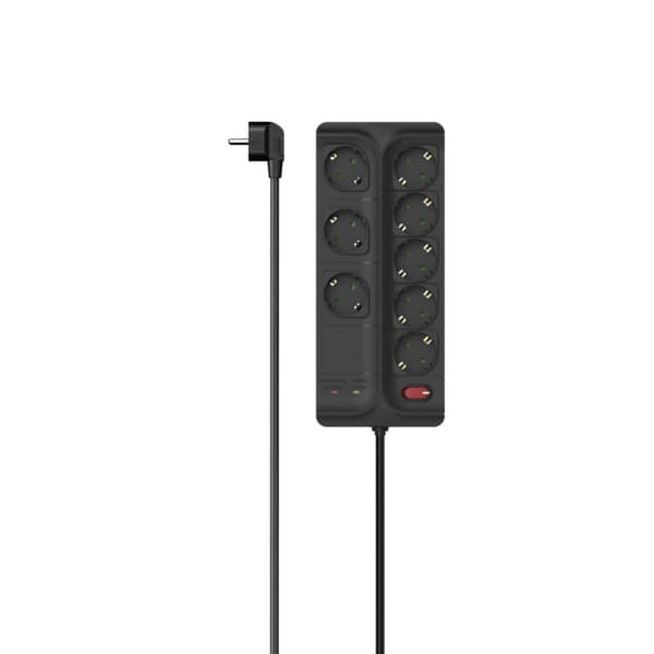 Hama 8-vejs Power Strip + Overspændingsbeskyttelseskontakt 150 cm Sort
