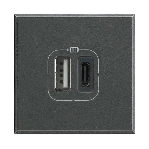 USB-uttag - LEGRAND - HS4287C2 - 2x USB - Antracit - 1,5 A