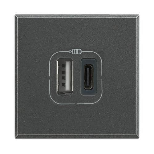 USB-uttag - LEGRAND - HS4287C2 - 2x USB - Antracit - 1,5 A Antracit
