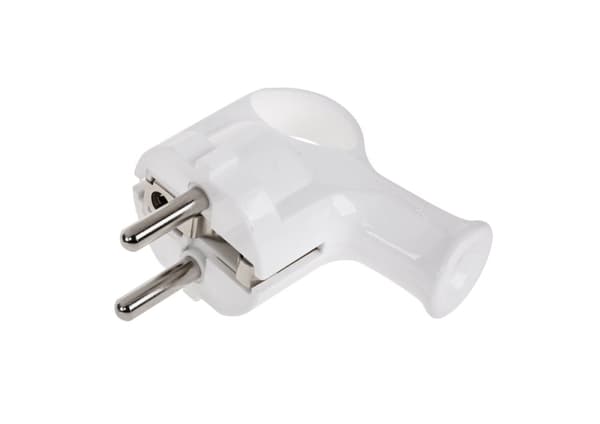 Vinkelstik med EAR med jording unischuko hvid WT-40