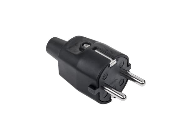 Tysk type stik 16A/250V (sort gummi) 2209