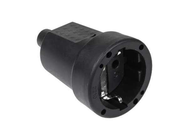 Saksalainen pistorasia 16A/250V (kumi musta) 2210