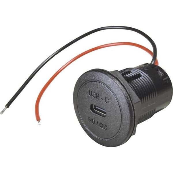 ProCar Power USB-C infällt uttag PD/QC EV eller LED max. 50 watt Max strömbelastning=3 A 12 eller 24 V/DC