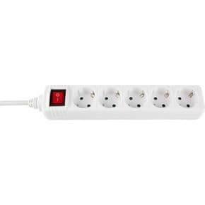 Elektrisk bas - SILVERELECTRONICS - 5 Schuko-uttag - Belyst strömbrytare - 3 meter kabel