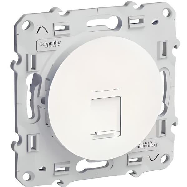 RJ45 kommunikationsuttag - Schneider - Odace - Vit - Skruvfästning - Klar att installera