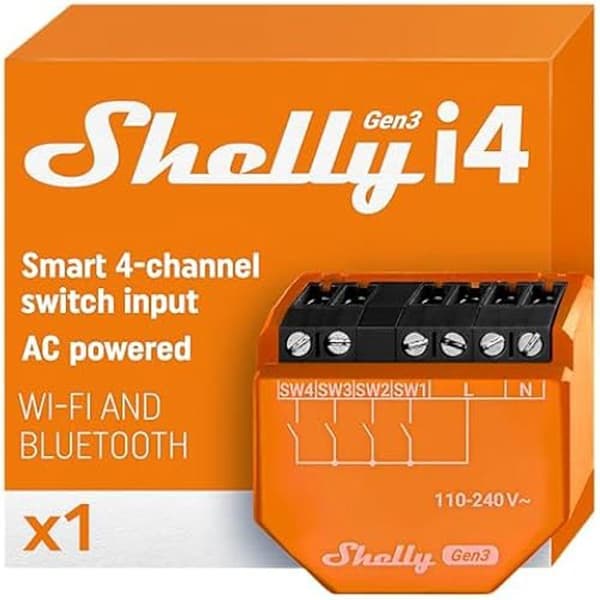 Styrenhet för Push Switch - SHELLY - i4 Gen3 - Wi-Fi och Bluetooth - 8MB minne - 16 klick