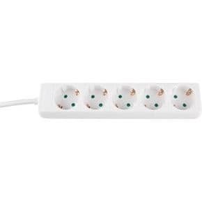 Elskena - SILVERELEKTRONIK - 5 uttag - Utan strömbrytare - 1,5 m kabel - Vit färg