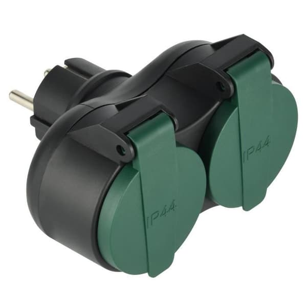 Adapter - Electraline - 531195 - Utomhus biplite - 2 franska uttag - IP44 vattentät