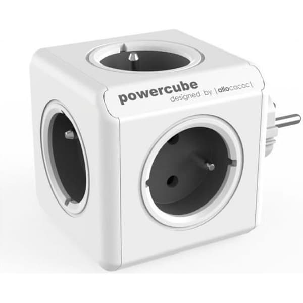 Elskena kub - Allocacoc - PowerCube - 5 uttag - Typ E (FR) - Grå