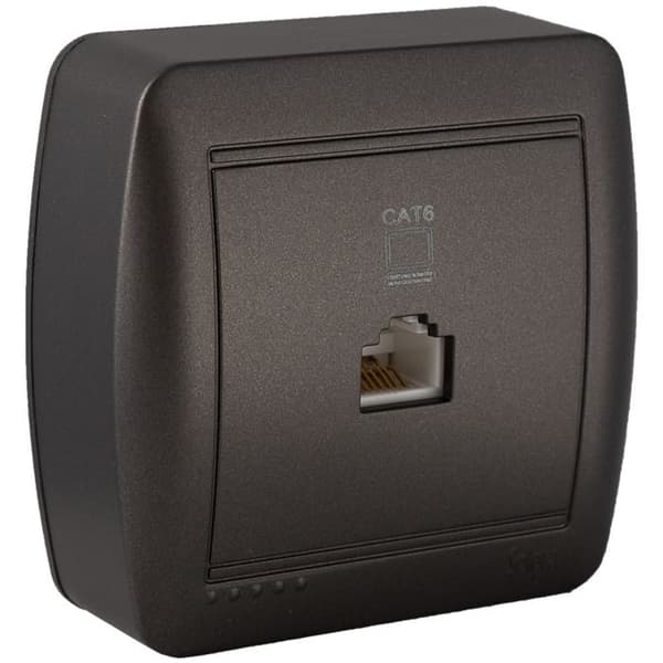 Prise RJ45 Cat 6 i yttermontage - Grafit svart - Solera