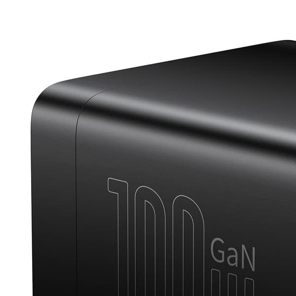 Baseus GaN3 Pro väggladdare / powerstrip 2xUSB + 2xUSB-C + AC, 100W (svart)
