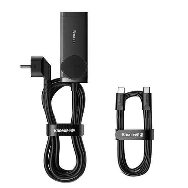 Baseus GaN3 Pro väggladdare / powerstrip 2xUSB + 2xUSB-C + AC, 100W (svart)